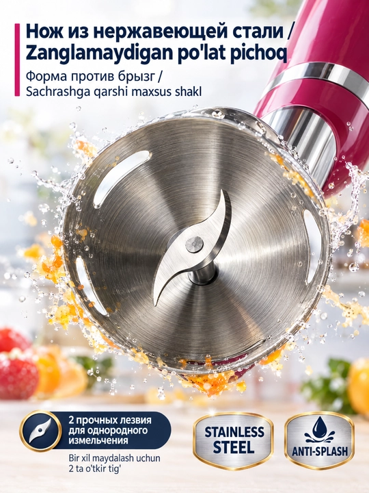 Ручной погружной блендер SOKANY SK-1726, 300 Вт, 2 скорости со стаканом