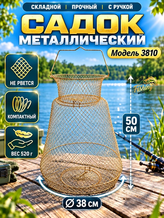Садок складной для рыбалки, для хранения рыбы в воде - 