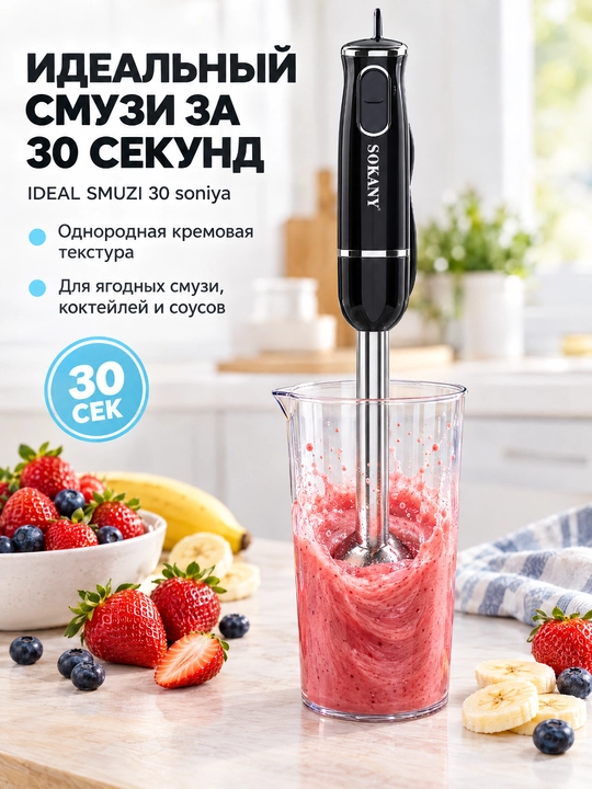 SOKANY SK-1726 immersion qoʻl blender 300Vt, 2 tezlik, bolalar pyuresi va kokteyl uchun