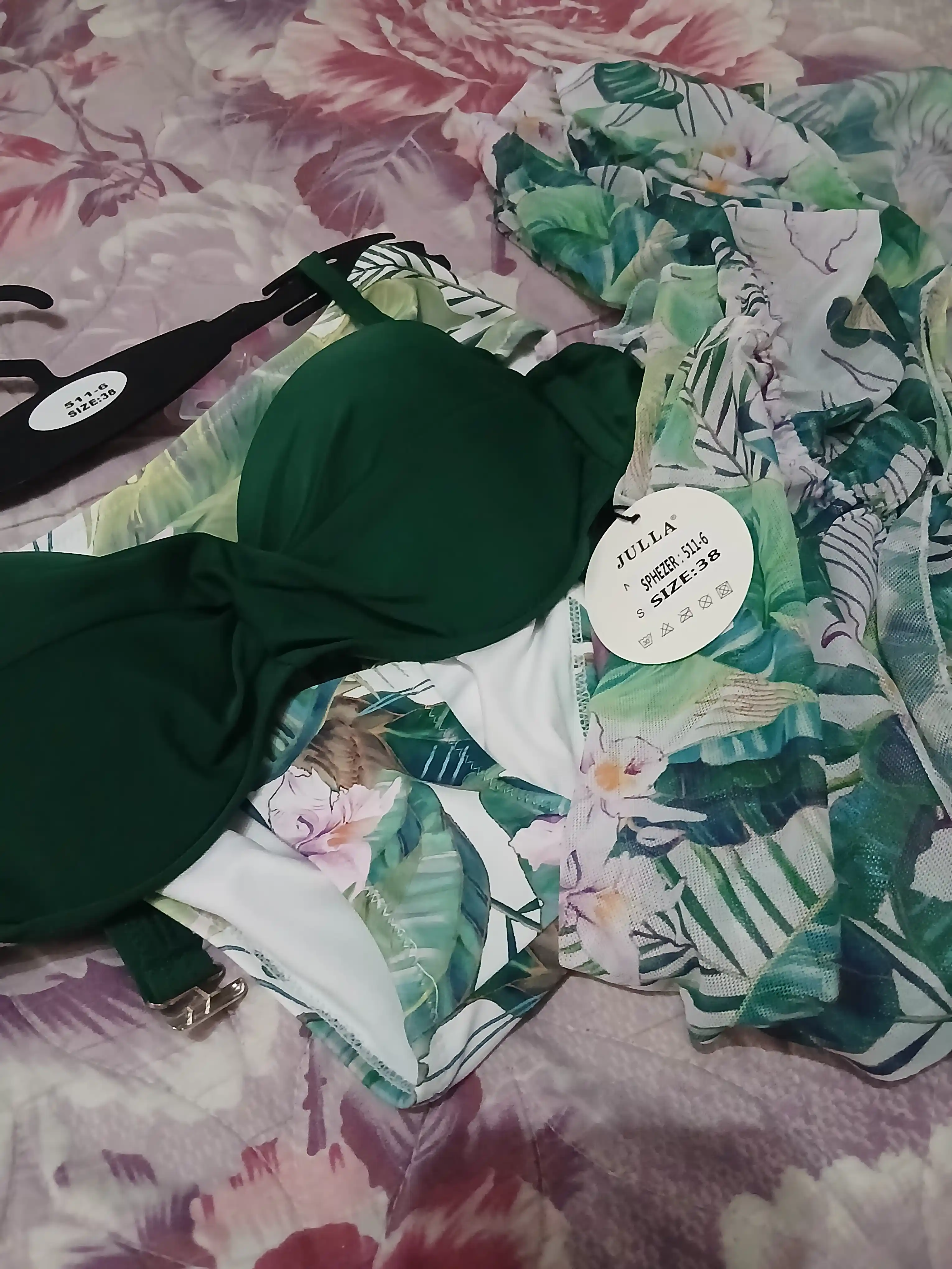 Купальник AquaRio с тропическим принтом + лёгкое кимоно, XS-XL, бифлекс