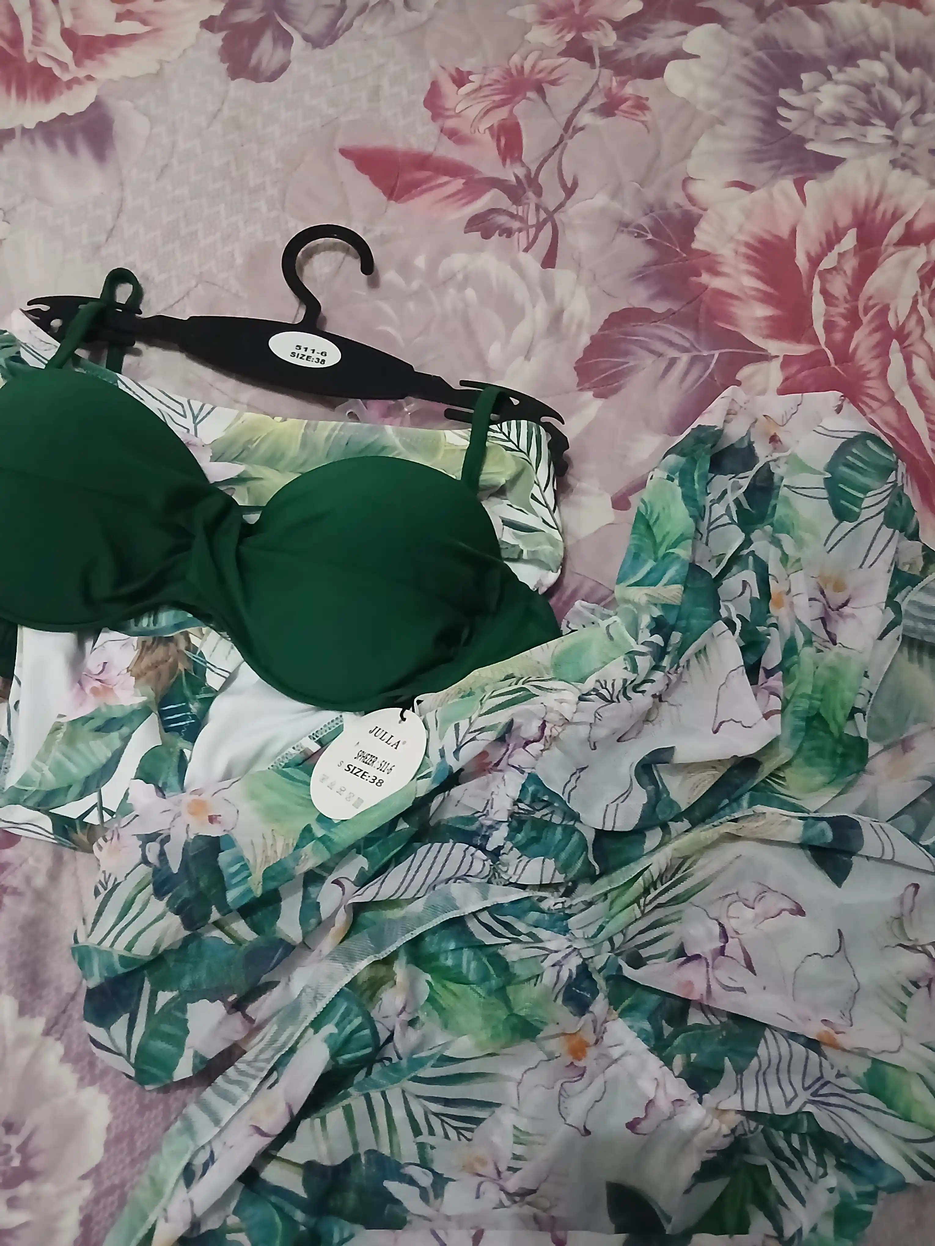 Купальник AquaRio с тропическим принтом + лёгкое кимоно, XS-XL, бифлекс
