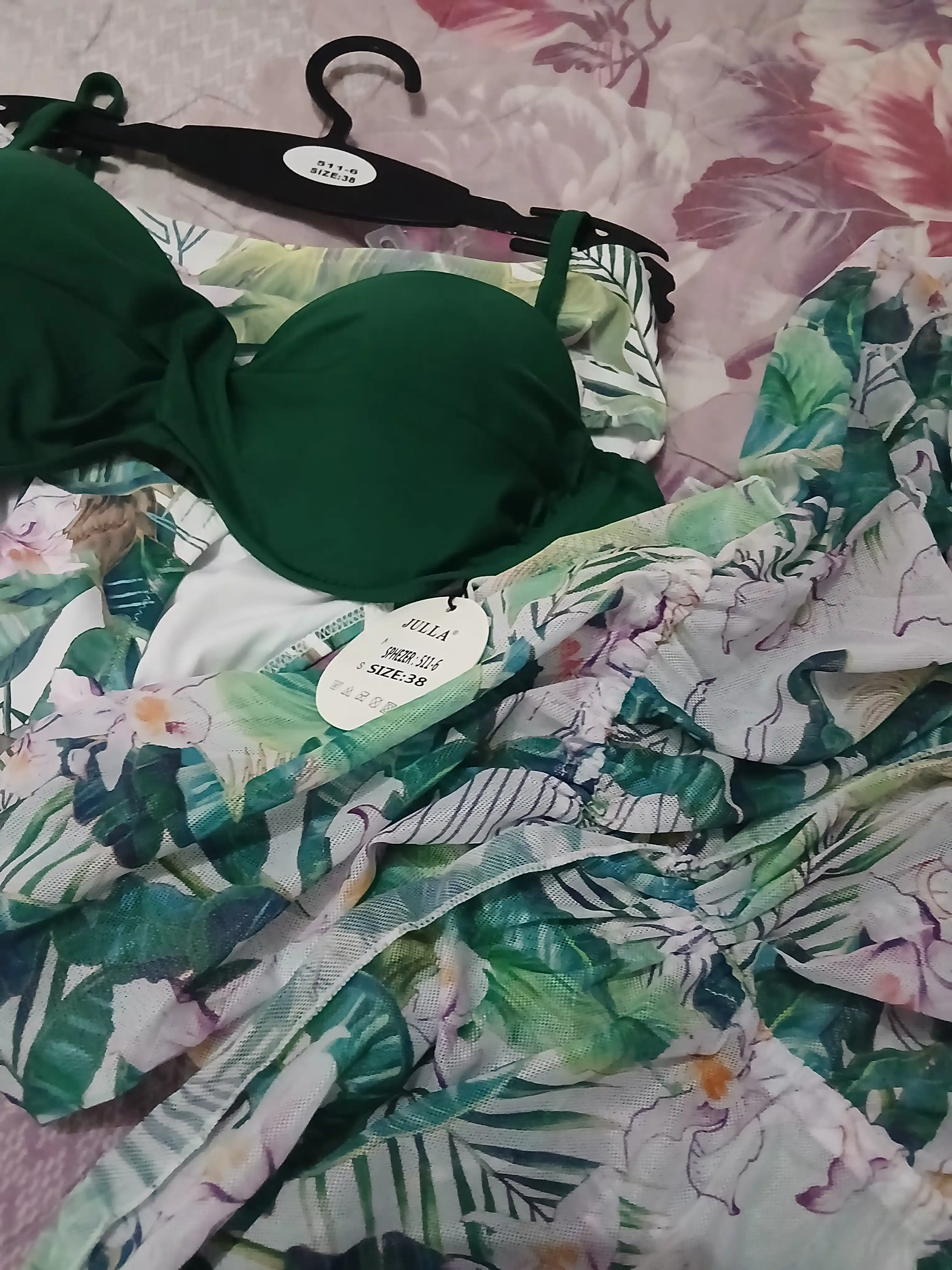 Купальник AquaRio с тропическим принтом + лёгкое кимоно, XS-XL, бифлекс