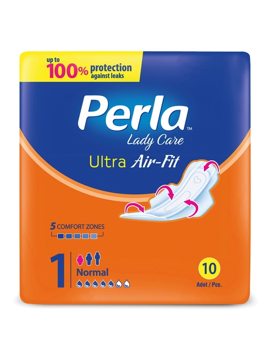 Женские гигиенические прокладки Perla Ultra Air-Fit Long, 10 шт, ультратонкие - 
