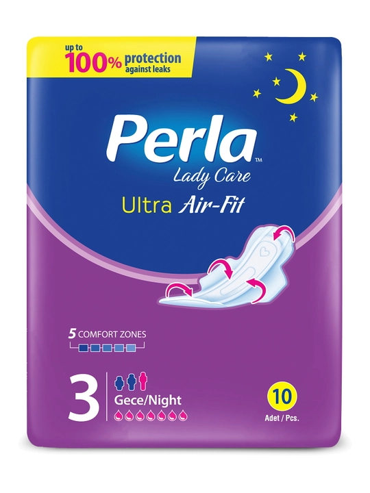 Женские гигиенические прокладки Perla Ultra Air-Fit Long, 10 шт, ультратонкие - 