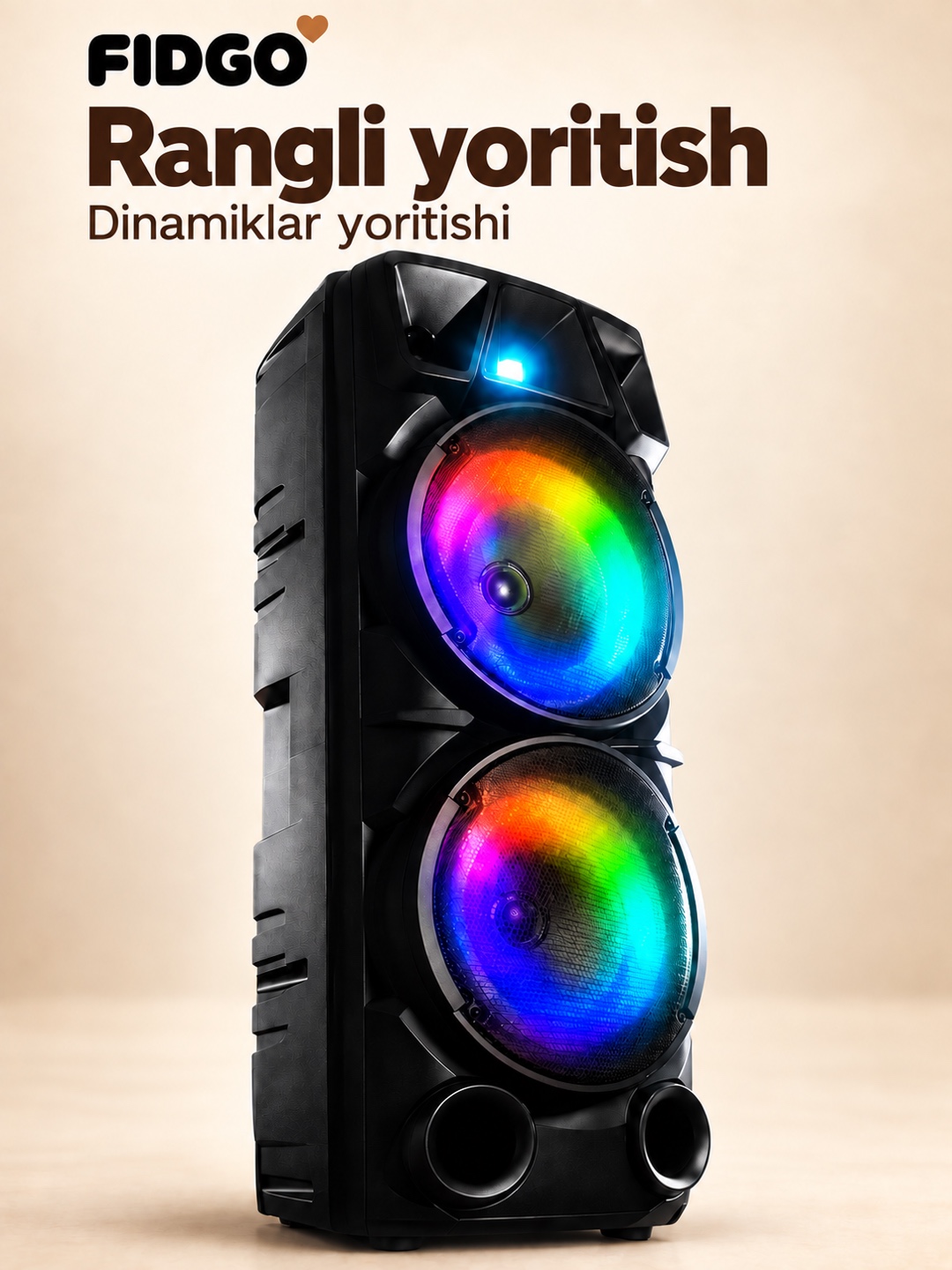 Karaoke uchun mikrofonli FIDGO portativ Bluetooth kolonka