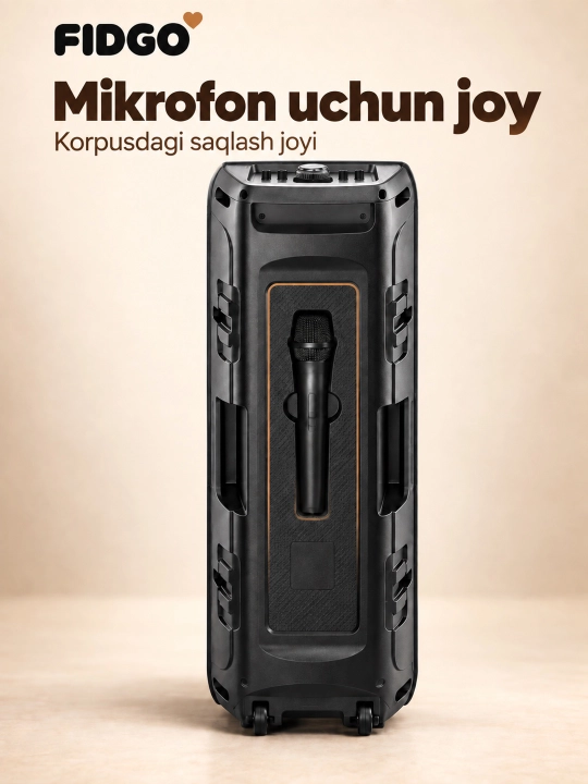 Karaoke uchun mikrofonli FIDGO portativ Bluetooth kolonka