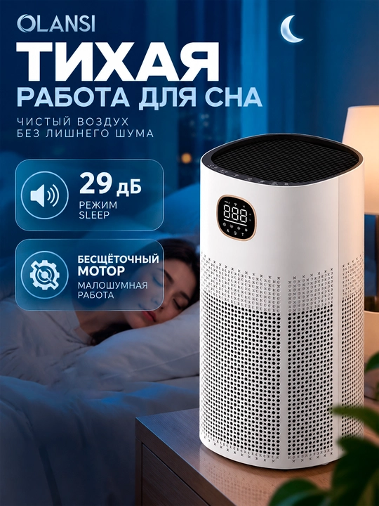 OLANSI A4S / A6 havo tozalagich, HEPA H13, Wi-Fi, UV-C, ionizatsiya, 60 m² gacha