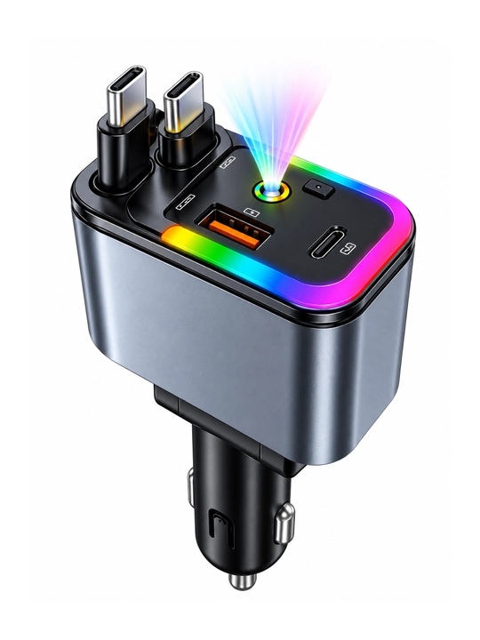 5 in 1 avtomobil adapteri, USB va Type-C quvvatlash, 12–24V