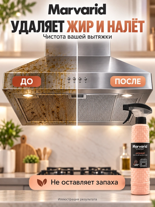 Антижир Marvarid для кухни — средство для очистки плит, духовок и вытяжек от жира и нагара