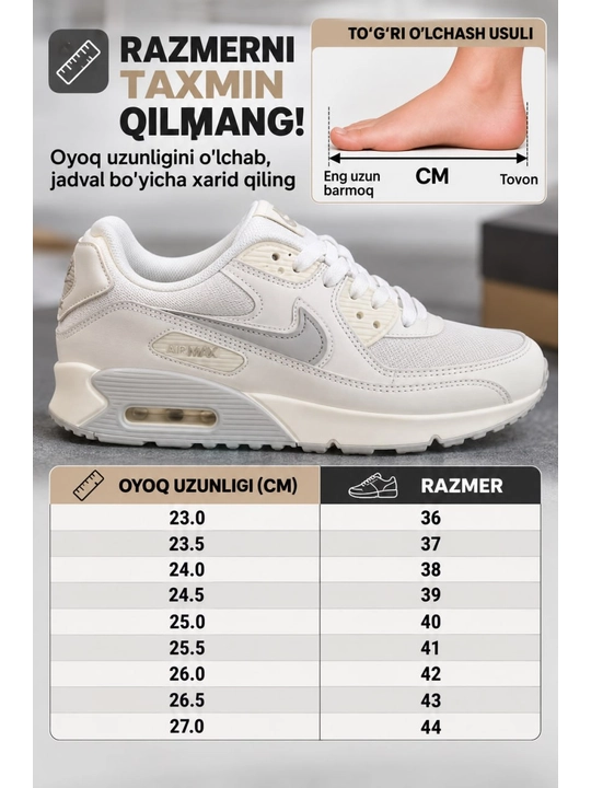 Erkaklar krossovkalari kuz qish uchun Air max 90, o'lchamlari 40-45