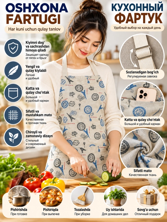 Фартук кухонный с карманом