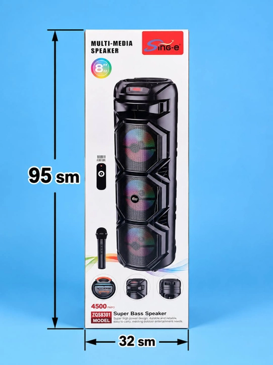 Беспроводная портативная колонка, Bluetooth, караоке, RGB-подсветка и микрофон, ZQS-8301