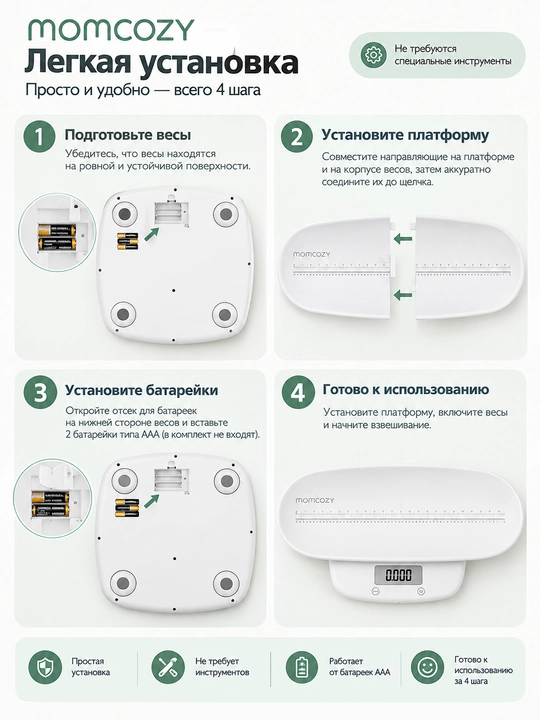 Электронные детские весы Momcozy AZ001 для новорождённых и младенцев