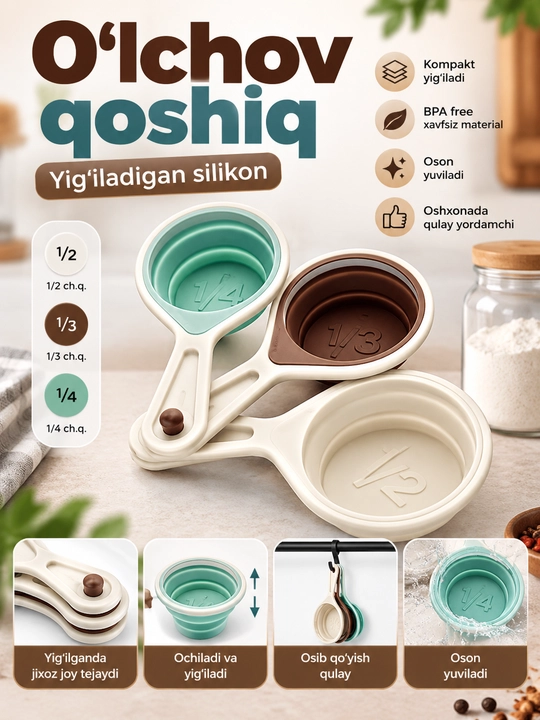 Silikon o'lchash qoshiqlari to'plami - 