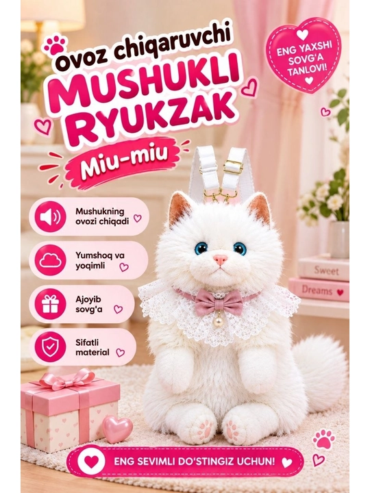 Ovoz chiqaruvchi mushukli Ryukzak - 