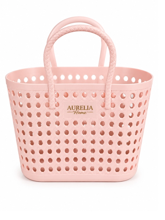 Корзина хозяйственная AURELIA Home с ручками розовая для продуктов и овощей - 