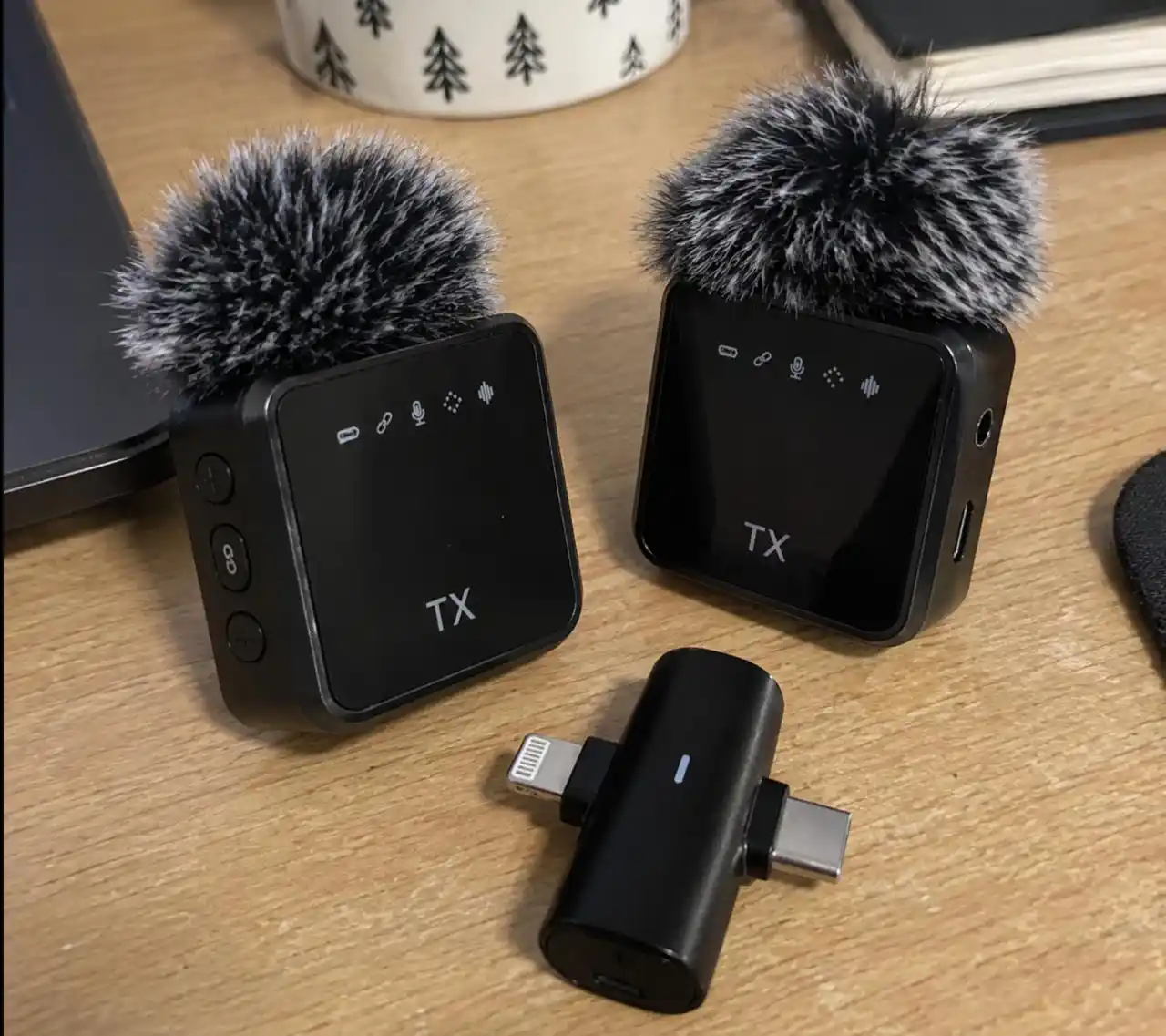 Telefon uchun simsiz mikrafon petlichka 2 ta, iPhone va Android uchun, Type-C Lightning