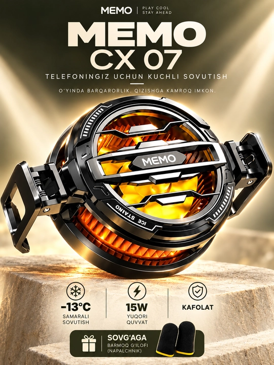 Memo CX-07 магнитный кулер для телефона и планшета, с RGB-подсветкой, 8000 об/мин - 