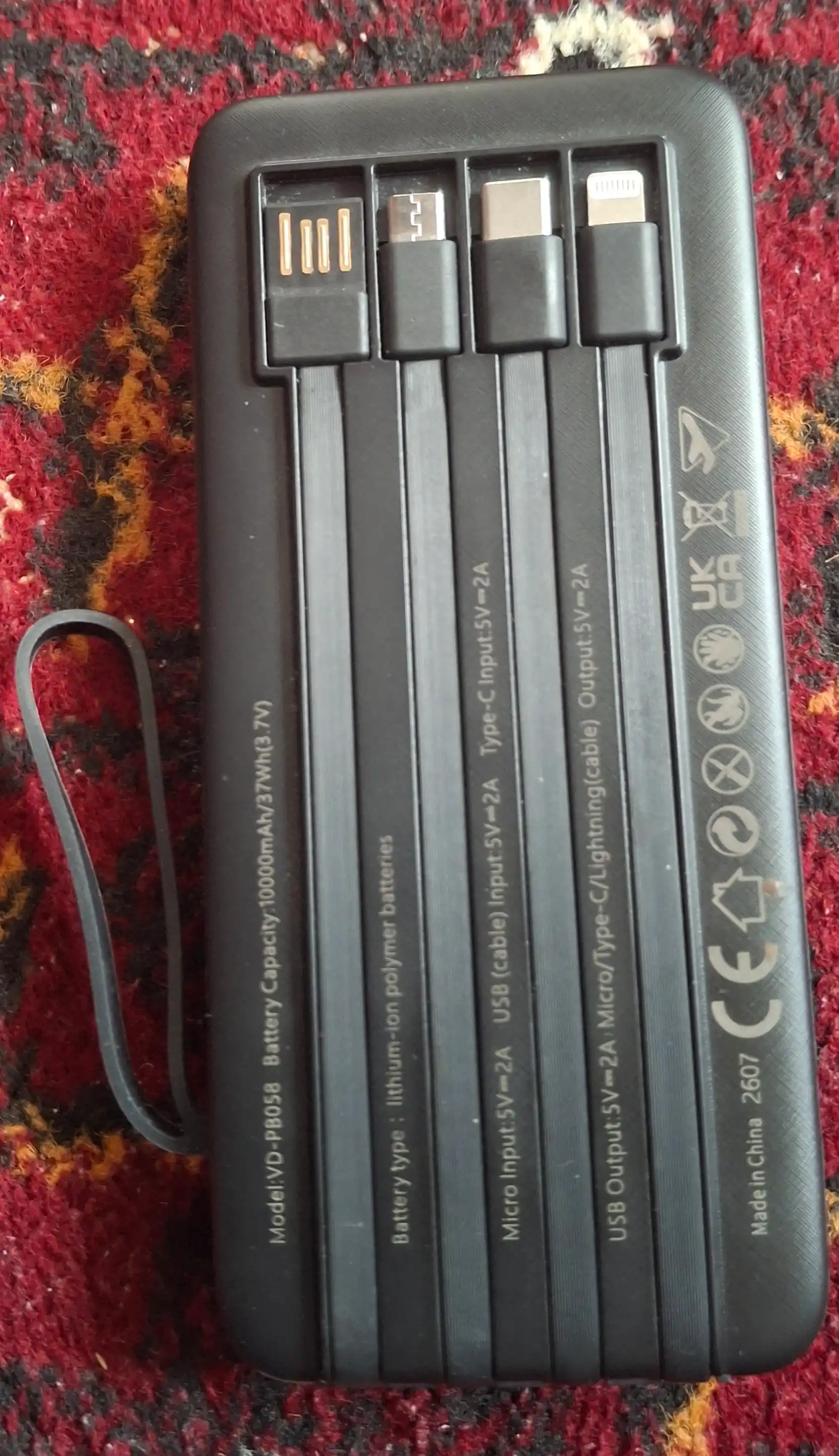 Power Bank 20000mA 22W tezkor quvvat bilan tashqi akkumulyatori +2 kabel bilan