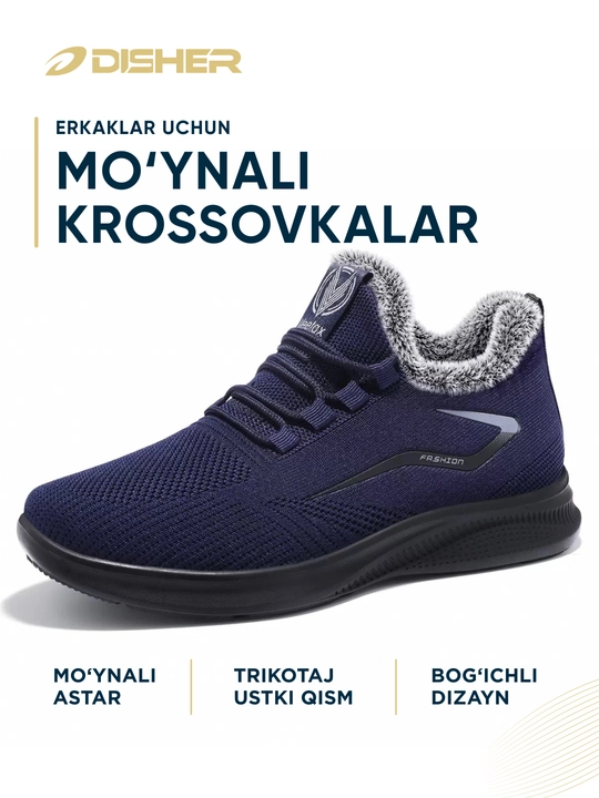 Erkaklar krossovkalari DISHER Thermowave, issiq, mo‘ynali astarli, 39–45