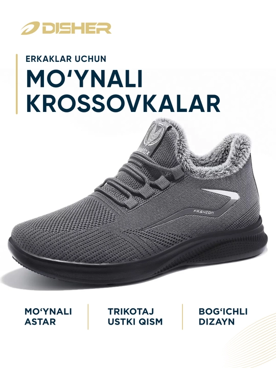 Erkaklar krossovkalari DISHER Thermowave, issiq, mo‘ynali astarli, 39–45
