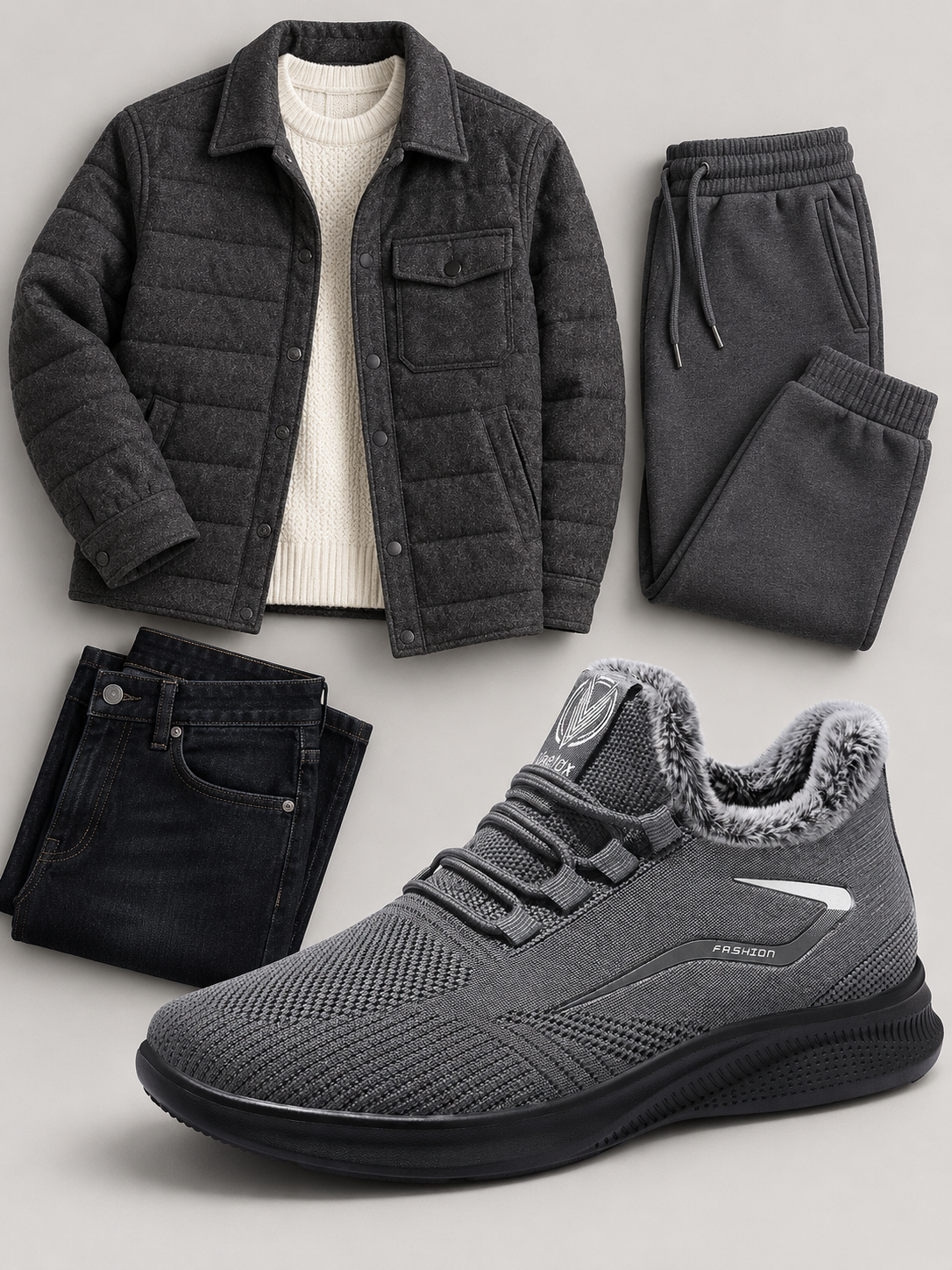 Erkaklar krossovkalari DISHER Thermowave, issiq, mo‘ynali astarli, 39–45