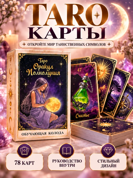 Таро колода карт предсказаний, обучения, для гадания, 78 арканов