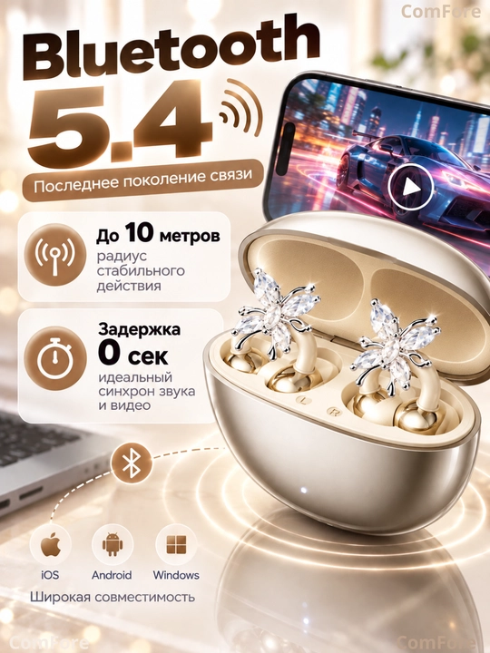 Simsiz naushniklar GTS15, Bluetooth 5.4, sirg‘a-quloqchinlar, qizlar uchun blutus naushnik