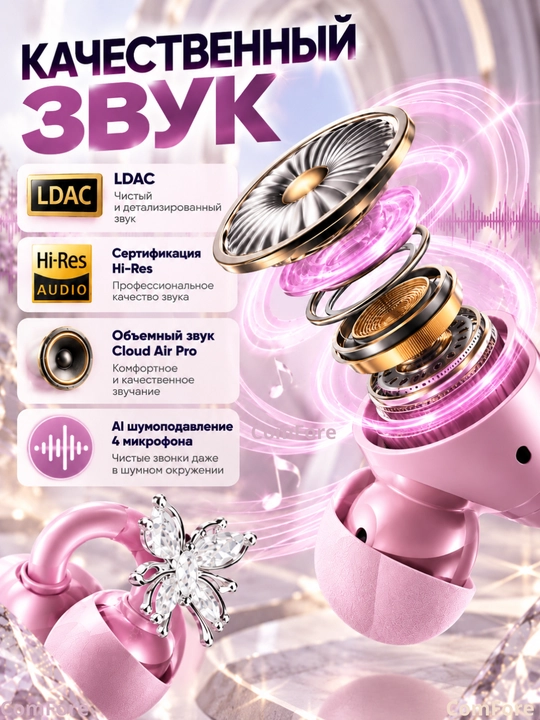 Simsiz naushniklar GTS15, Bluetooth 5.4, sirg‘a-quloqchinlar, qizlar uchun blutus naushnik