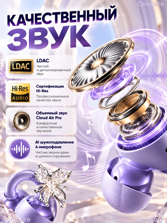 Simsiz naushniklar GTS15, Bluetooth 5.4, sirg‘a-quloqchinlar, qizlar uchun blutus naushnik