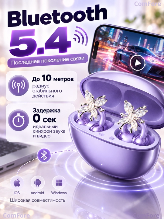 Simsiz naushniklar GTS15, Bluetooth 5.4, sirg‘a-quloqchinlar, qizlar uchun blutus naushnik