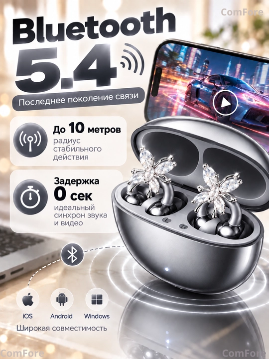 Simsiz naushniklar GTS15, Bluetooth 5.4, sirg‘a-quloqchinlar, qizlar uchun blutus naushnik