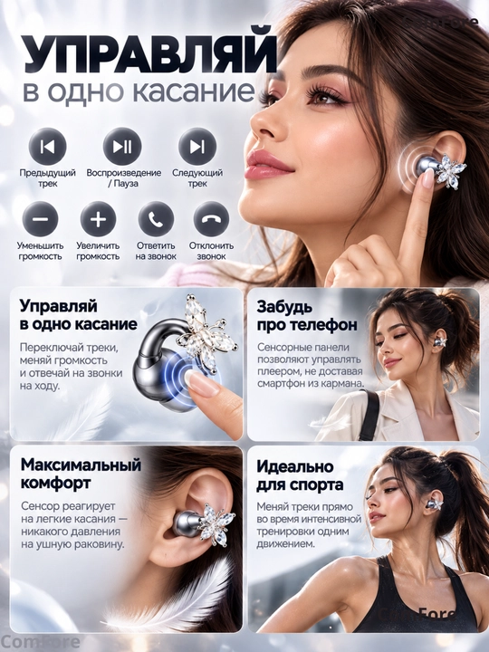 Simsiz naushniklar GTS15, Bluetooth 5.4, sirg‘a-quloqchinlar, qizlar uchun blutus naushnik