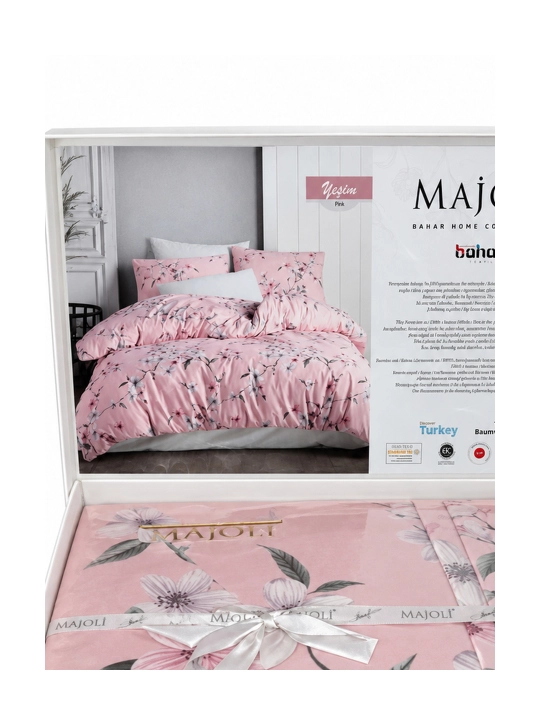 Постельное белье Majoli Bahar 1-спальное, 100% хлопок, 160×220 см, розовое