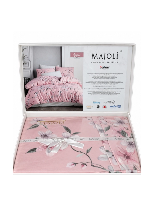 Постельное белье Majoli Bahar 1-спальное, 100% хлопок, 160×220 см, розовое
