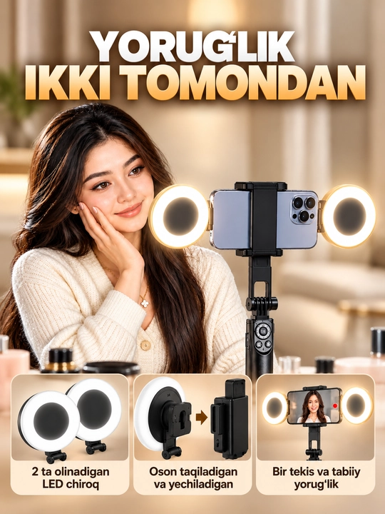 TT18 Bluetooth pultli Selfie Stick Tripod 4 oyoqli shtativ
