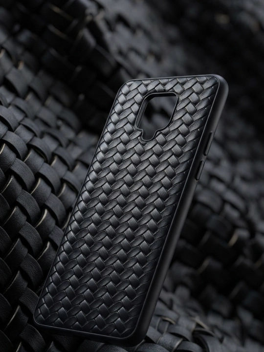 Redmi Note 9 Pro uchun qora rangli to‘qima naqshli himoya chexol