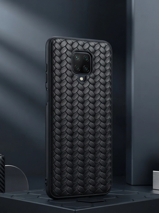 Redmi Note 9 Pro uchun qora rangli to‘qima naqshli himoya chexol