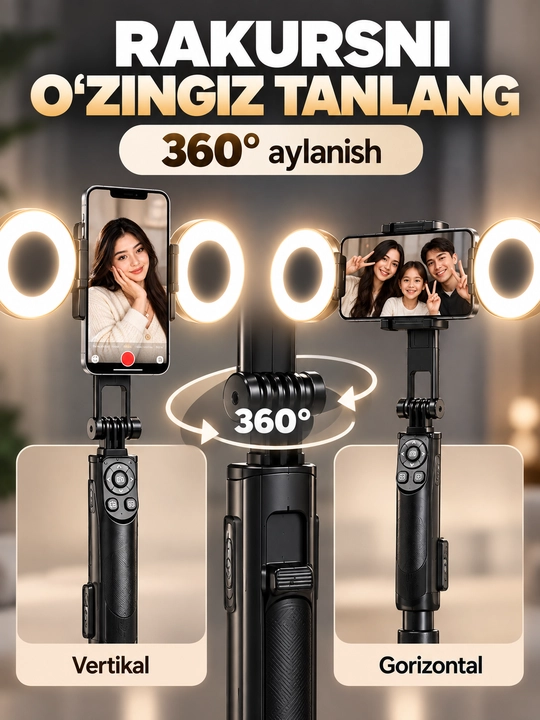 TT18 Bluetooth pultli Selfie Stick Tripod 4 oyoqli shtativ