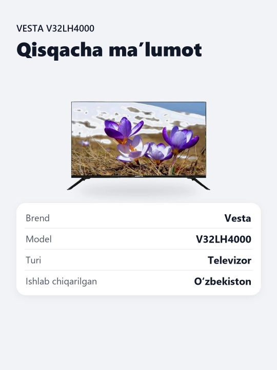 Телевизор Vesta 32" HD, LED, V32LH4000