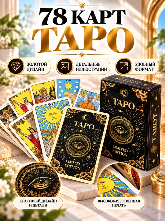 Таро колода карт предсказаний, обучения, для гадания, 78 арканов