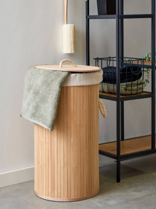Корзина для белья, игрушек, из бамбука, с крышкой, складной органайзер для ванной, спальни