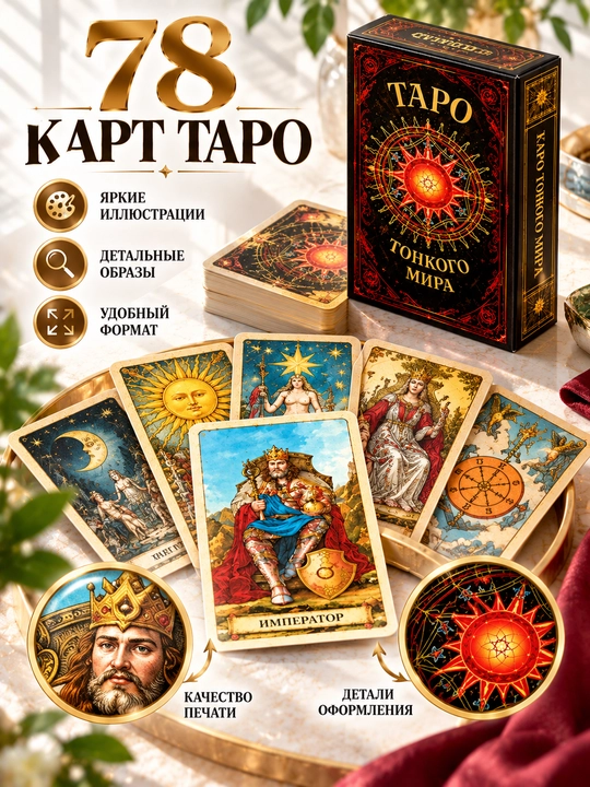 Таро колода карт предсказаний, обучения, для гадания, 78 арканов