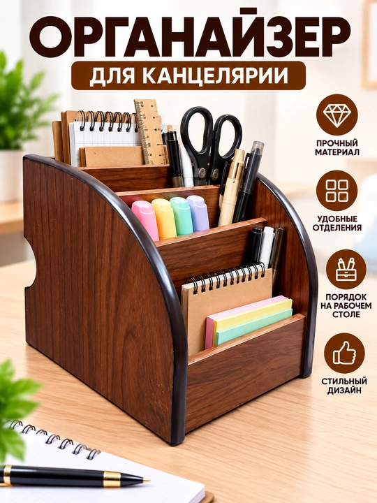 Ruchkalar, qalamlar va o'quv qurollari uchun stendli organayzer - 