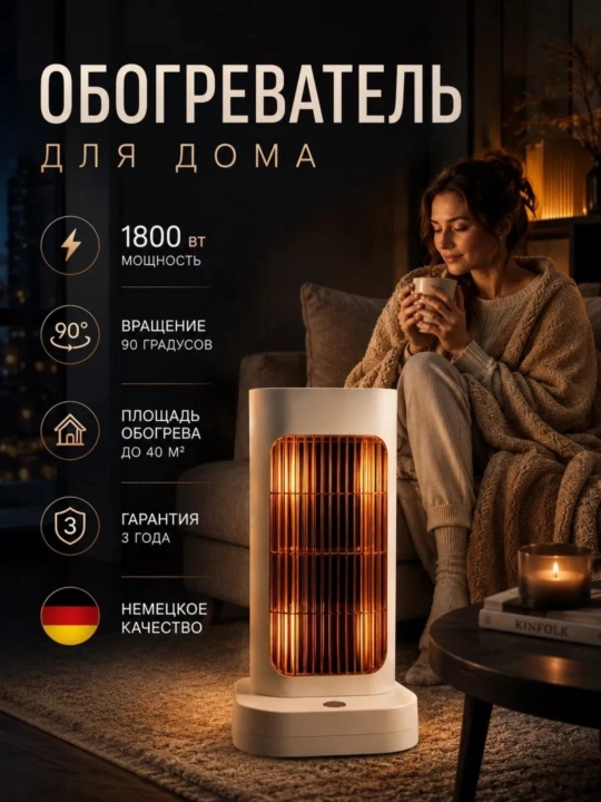 Elektr isitgich, fan isitgichi, pechka, obogrevatel, tezkor samarali isitish, 1300W - 