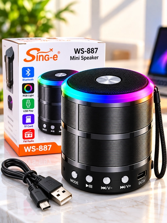 Sing-e WS-887 RGB беспроводная Bluetooth-колонка, USB, TF Card, FM Radio - 