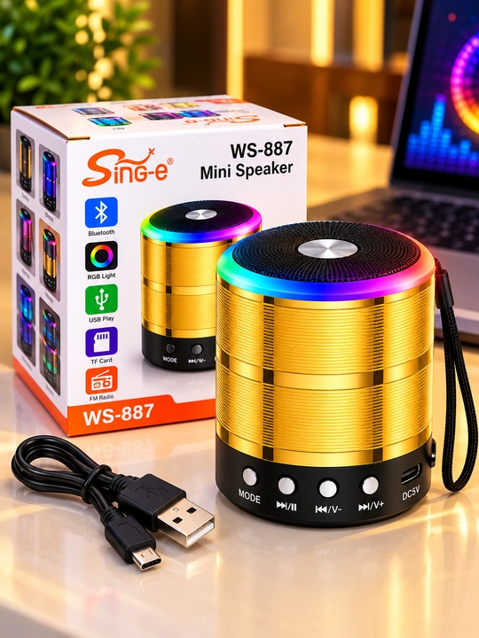 Sing-e WS-887 RGB беспроводная Bluetooth-колонка, USB, TF Card, FM Radio