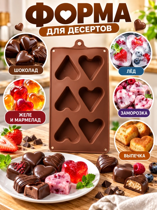 Silikon qolip shokolad va konfet qoliplari, xamir ovqatlar, marmelad va shirinliklar, muz - 