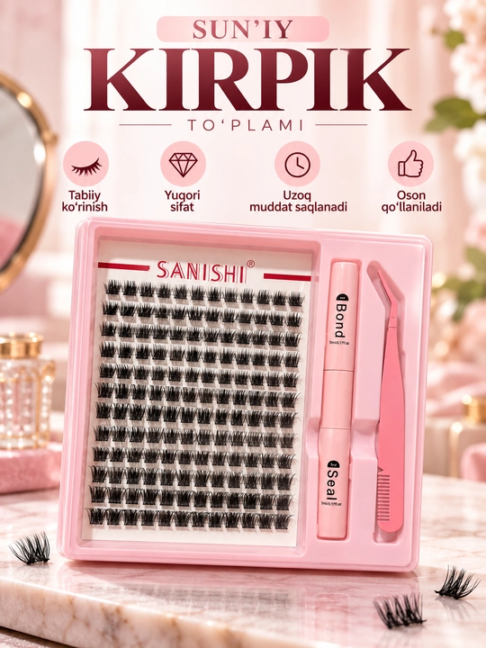 Накладные ресницы с 3D эффектом, индивидуальное наращивание ресниц, Sanishi