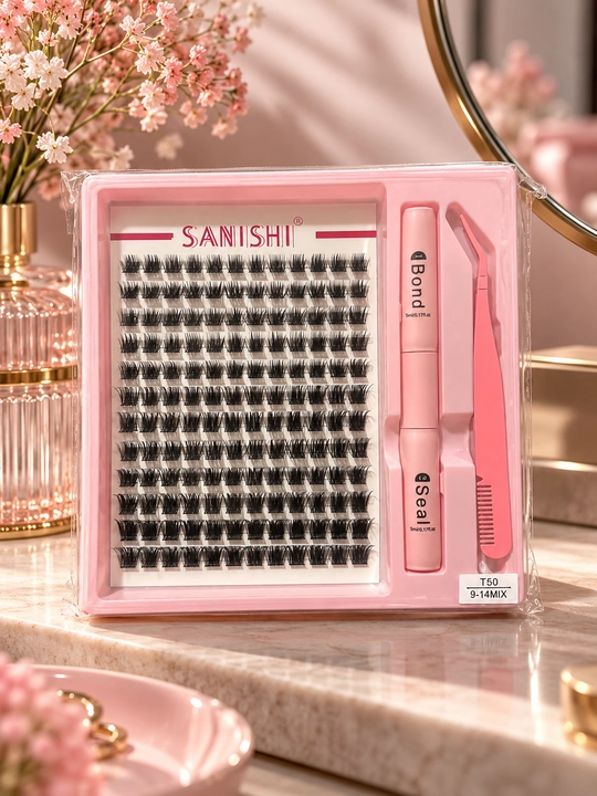 Накладные ресницы с 3D эффектом, индивидуальное наращивание ресниц, Sanishi